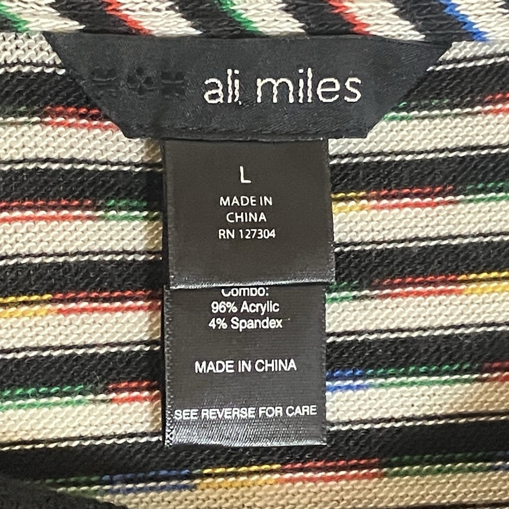 Ali Miles Sweater Womens Large Multicolor Lagenlook Artsy Colorful Pocket Cowl L - Picture 10 of 16